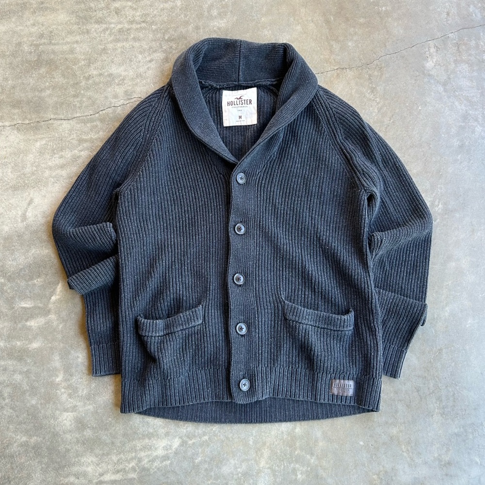 Hollister Charcoal Ribbed Cardigan